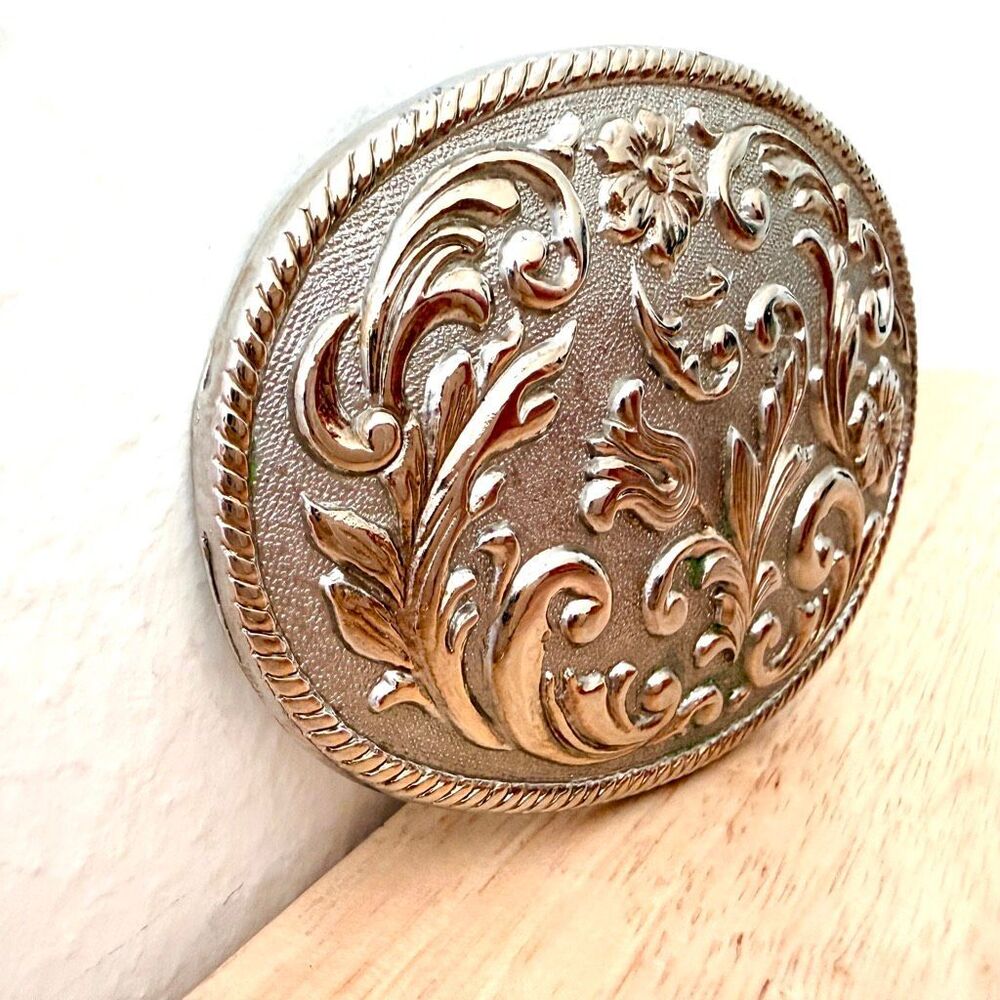 Vintage 24K Gold Plated Rodeo Western Belt Buckle Floral Design - Picture 4 of 7